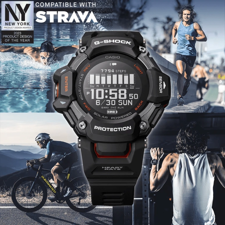 卡西欧,G-SHOCK 52.60毫米,52.60毫米,生物基,合成树脂,黑色,处理器,倒计时,计时,月历,星期历,矿物水晶,圆形,GBDH2000,GBDH2000-1A