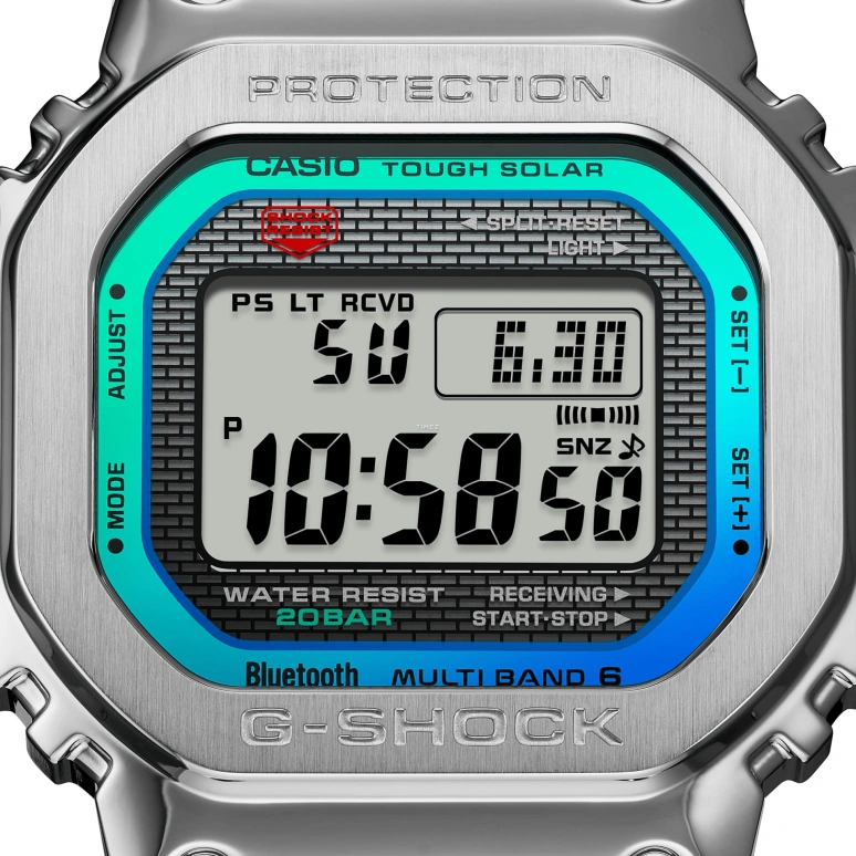 卡西欧,G-SHOCK 49.30x43.20毫米,49.30x43.20毫米,不锈钢,银色,石英,倒计时,计时,月历,星期历,玻璃,方形,GMW,GMW-B5000PC-1