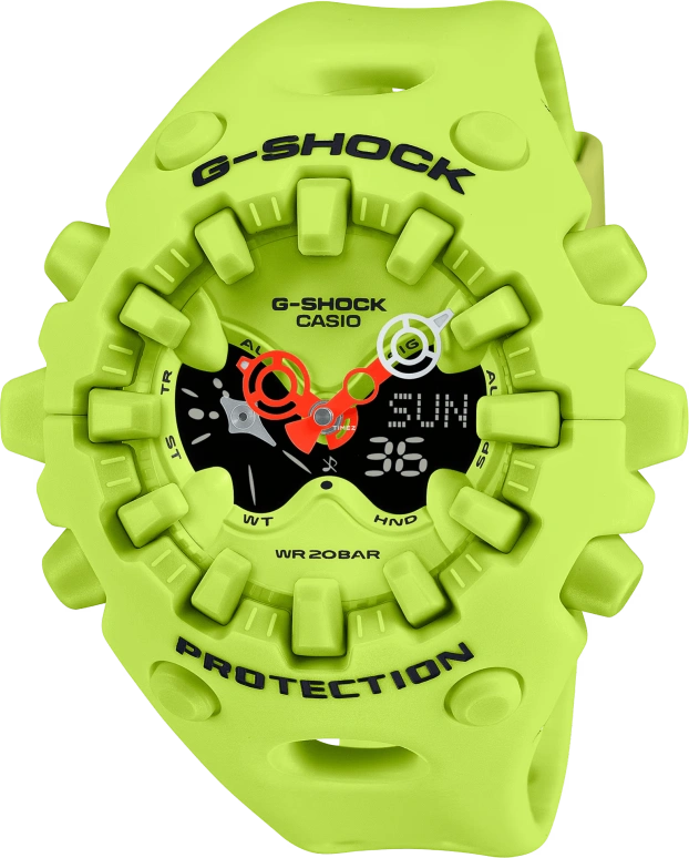卡西欧,G-SHOCK 49.10x58.20毫米,49.10x58.20毫米,合成树脂,绿色,黑色,石英,倒计时,计时,月历,星期历,矿物水晶,圆形,GAV01,GAV01-9A