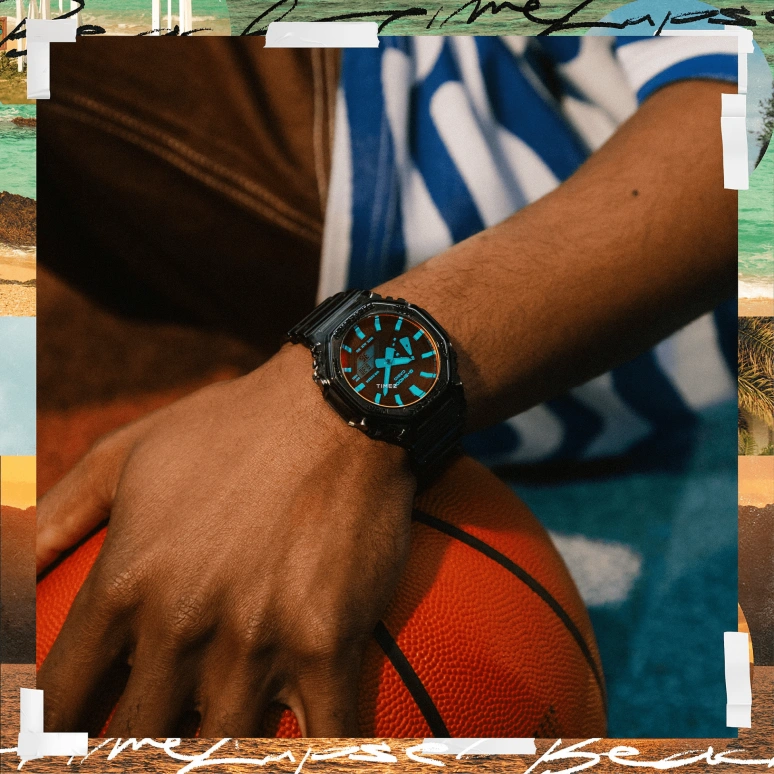 卡西欧,G-SHOCK 48.50x45.40毫米,48.50x45.40毫米,碳纤维,合成树脂,渐变色,蓝色,石英,倒计时,计时,月历,星期历,矿物水晶,八角形,GA2100TLS,GA2100TLS-8A