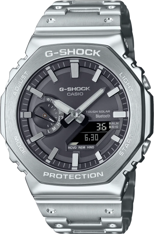 卡西欧,G-SHOCK 44.50毫米,44.50毫米,不锈钢,灰色,石英,倒计时,计时,月历,星期历,矿物水晶,六边形,GMB2100SD,GMB2100SD-1A