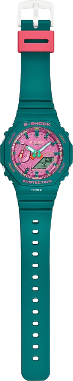 卡西欧,G-SHOCK 46.20x42.90毫米,46.20x42.90毫米,碳纤维,粉红色,石英,倒计时,计时,月历,星期历,矿物水晶,八角形,GMAS2100BS,GMAS2100BS-3A