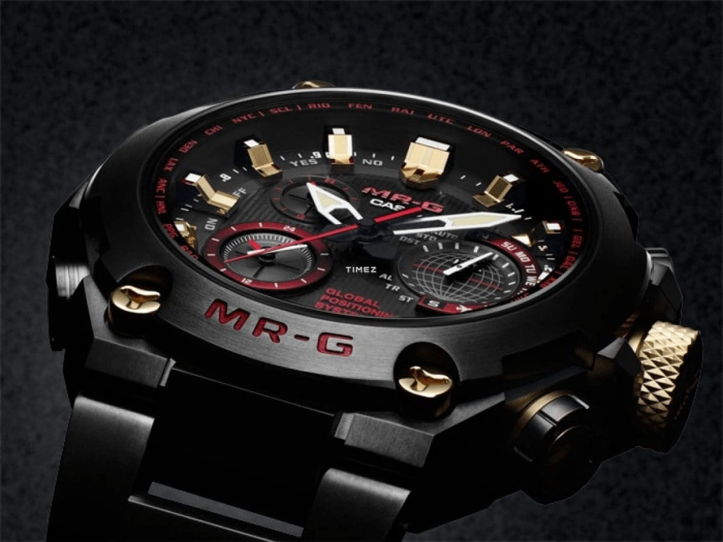 卡西欧,MR-G 54.70x49.80毫米,54.70x49.80毫米,钛,黑色,石英,倒计时,计时,月历,星期历,蓝宝石,水晶玻璃,圆形,MRGG1000B,MRGG1000B-1A4