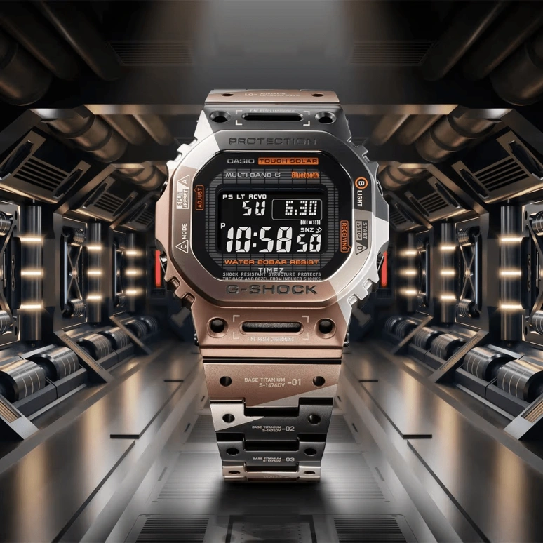 卡西欧,G-SHOCK 49.30x43.20毫米,49.30x43.20毫米,钛,黑色,石英,倒计时,计时,月历,星期历,矿物水晶,方形,GMWB5000TVB1