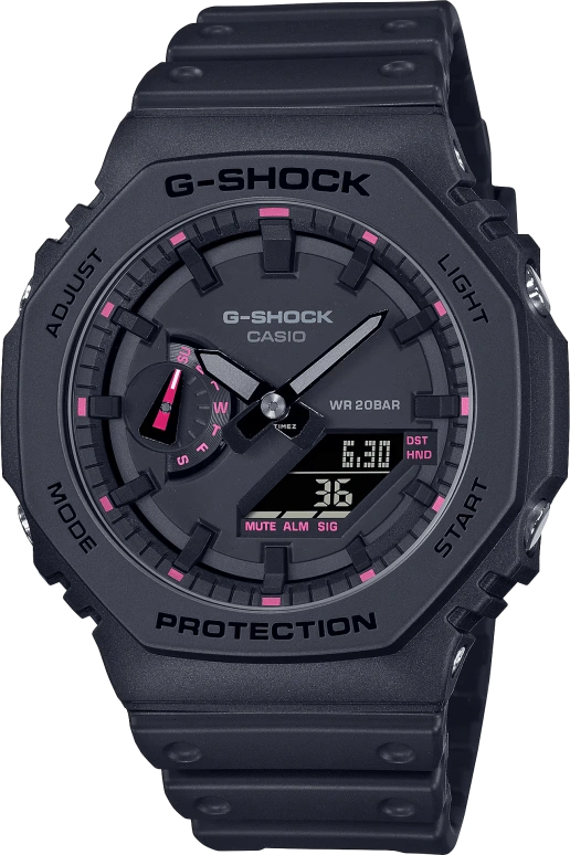 卡西欧,G-SHOCK 48.50x45.40毫米,48.50x45.40毫米,合成树脂,碳纤维,黑色,石英,倒计时,计时,月历,星期历,矿物水晶,圆形,GA2100P,GA2100P-1A
