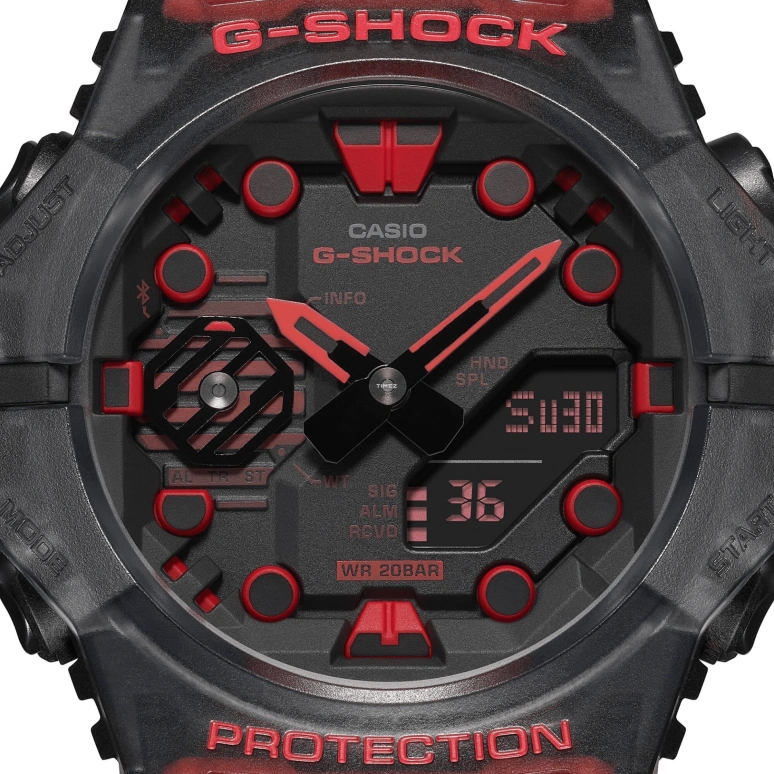 卡西欧,G-SHOCK 42.50x46毫米,42.50x46毫米,合成树脂,碳纤维,黑色,石英,倒计时,计时,月历,星期历,矿物水晶,圆形,GAB001G,GAB001G-1A
