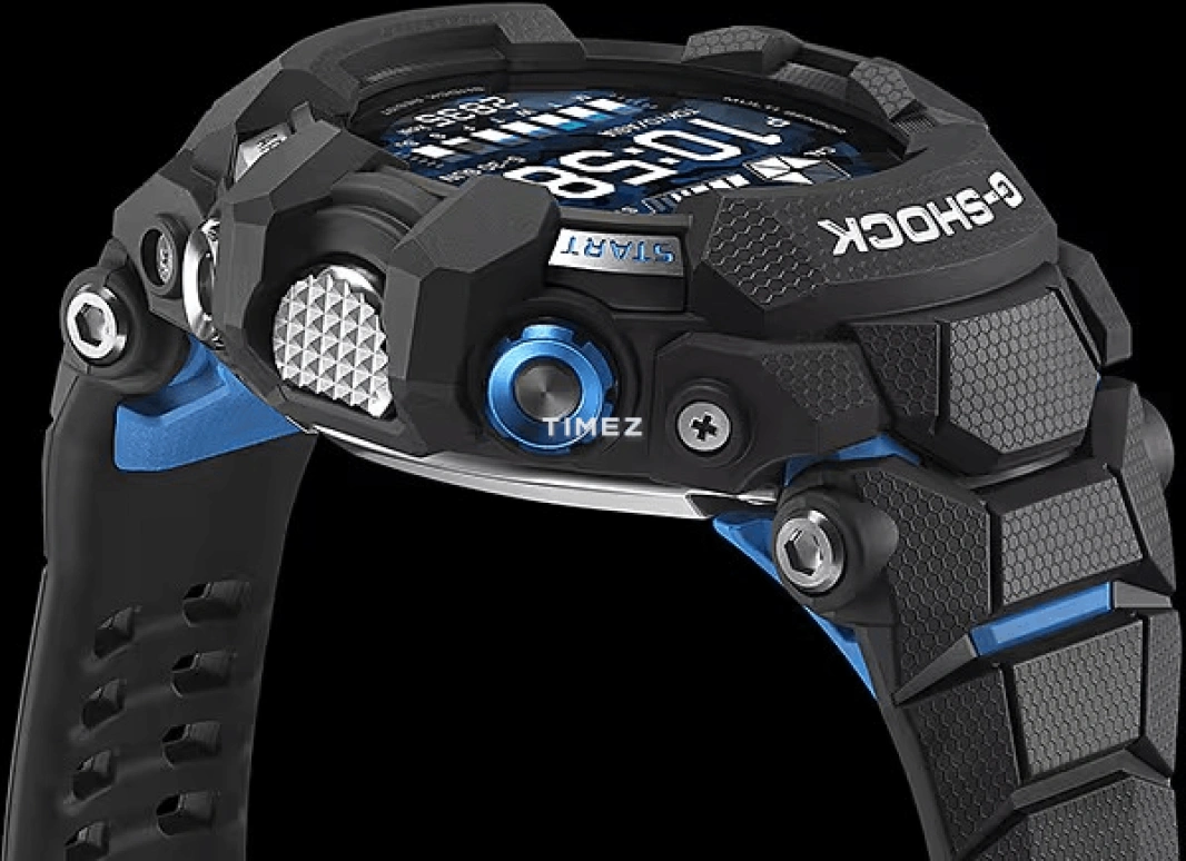 卡西欧,G-SHOCK 56.30毫米,56.30毫米,合成树脂,蓝色,黑色,处理器,智能手表,GPS,高度计,罗盘,矿物水晶,圆形,GSWH1000,GSWH1000-1