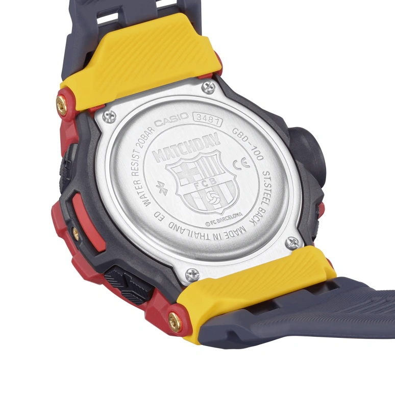 卡西欧,G-SHOCK 49.30毫米,49.30毫米,合成树脂,蓝色,石英,倒计时,计时,月历,星期历,矿物水晶,圆形,GBD100BAR,GBD100BAR-4