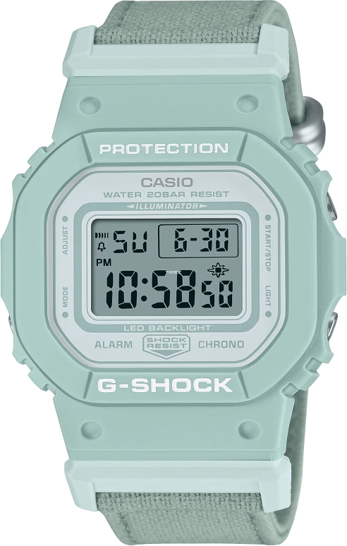卡西欧,G-SHOCK 45.70x40.50毫米,45.70x40.50毫米,生物基,合成树脂,绿色,石英,倒计时,计时,月历,星期历,矿物水晶,方形,GMDS5600CT,GMDS5600CT-3
