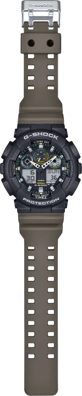 卡西欧,G-SHOCK 51.20毫米,51.20毫米,合成树脂,黑色,石英,倒计时,计时,月历,星期历,矿物水晶,圆形,GA100TU,GA100TU-1A3