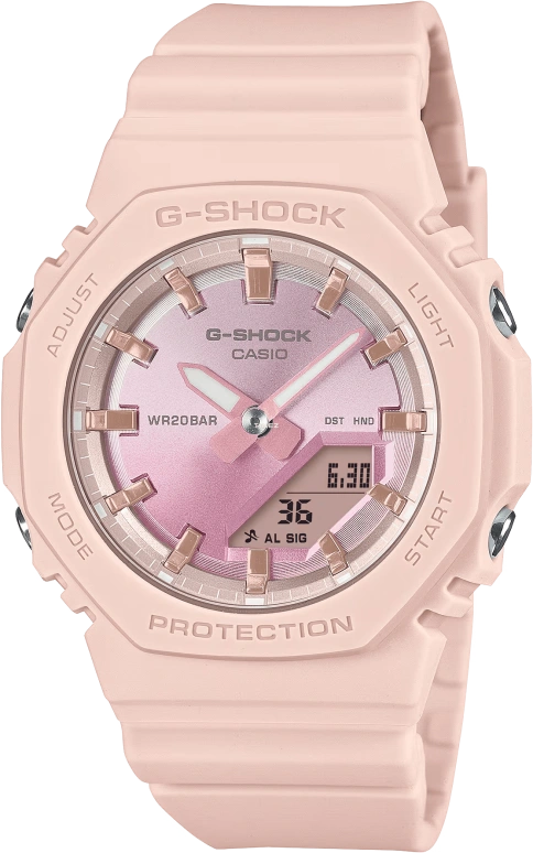 卡西欧,G-SHOCK 40.20毫米,40.20毫米,生物基,合成树脂,粉色,石英,倒计时,计时,月历,星期历,矿物水晶,八角形,GMAP2100SG4A