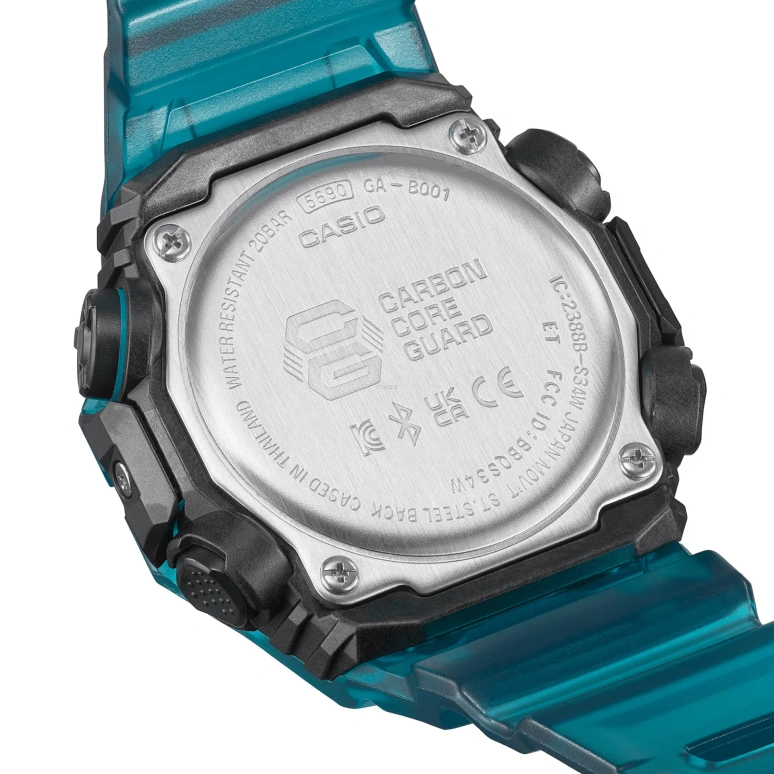 卡西欧,G-SHOCK 42.50x46毫米,42.50x46毫米,合成树脂,碳纤维,黑色,石英,倒计时,计时,星期历,日历,矿物水晶,圆形,GAB001G,GAB001G-2A