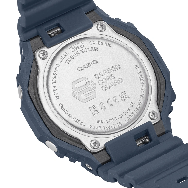 卡西欧,G-SHOCK 48.50x45.40毫米,48.50x45.40毫米,合成树脂,碳纤维,黑色,石英,倒计时,计时,月历,星期历,矿物水晶,圆形,GAB2100,GAB2100-2A