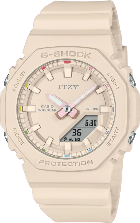 卡西欧,G-SHOCK 40.20毫米,40.20毫米,生物基,合成树脂,米色,粉色,石英,倒计时,计时,月历,星期历,矿物水晶,八角形,GMAP2100IT4A