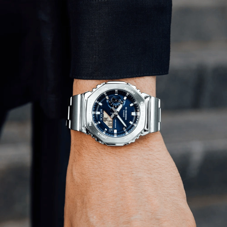 卡西欧,G-STEEL 49.30x44.40毫米,49.30x44.40毫米,合成树脂,蓝色,石英,倒计时,计时,月历,星期历,矿物水晶,八角形,GM2110D,GM2110D-2B