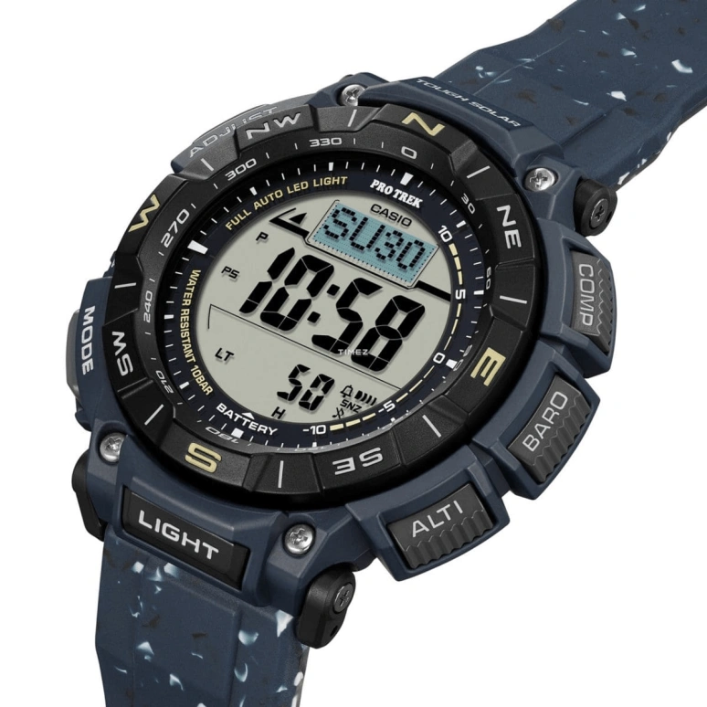 卡西欧,PROTREK 54.70x51.70毫米,54.70x51.70毫米,生物基,合成树脂,灰色,石英,倒计时,计时,月历,星期历,矿物水晶,玻璃,圆形,PRG340SC,PRG340SC-2