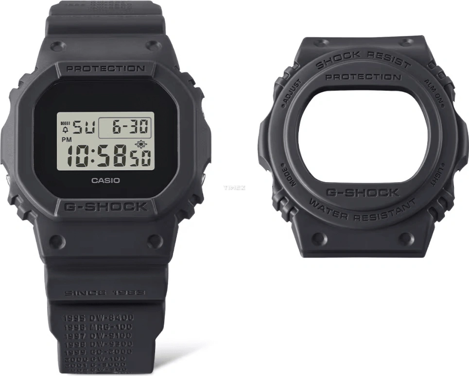 卡西欧,G-SHOCK 48.90x43.80毫米,48.90x43.80毫米,生物基,合成树脂,黑色,石英,倒计时,计时,月历,星期历,矿物水晶,方形,DWE5657RE,DWE5657RE-1