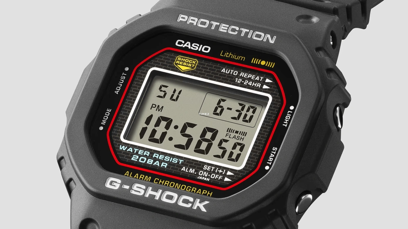 卡西欧,G-SHOCK 48.90x42.30毫米,48.90x42.30毫米,生物基,合成树脂,黑色,石英,倒计时,计时,月历,星期历,矿物水晶,方形,DW5000R,DW5000R-1A