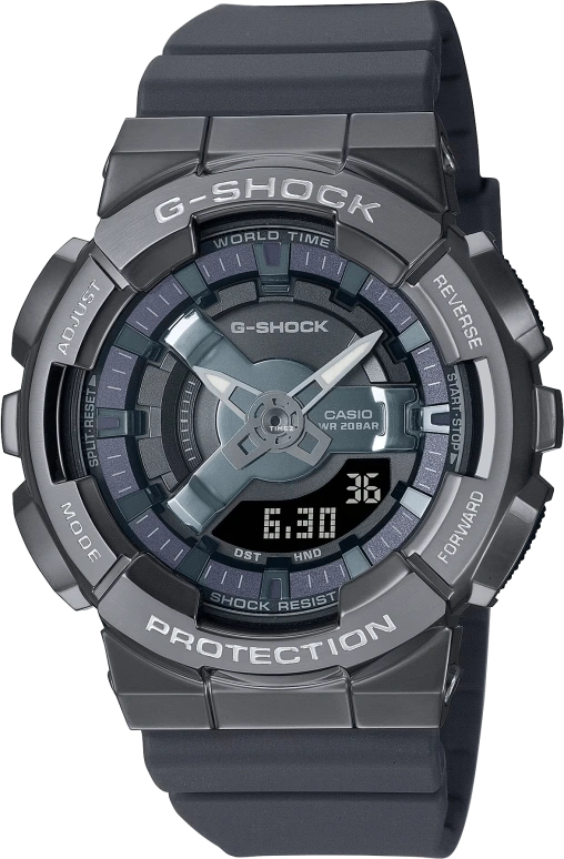 卡西欧,G-SHOCK 46x42毫米,46x42毫米,合成树脂,精钢,灰色,石英,倒计时,计时,月历,星期历,矿物水晶,圆形,GMS110B,GMS110B-8A