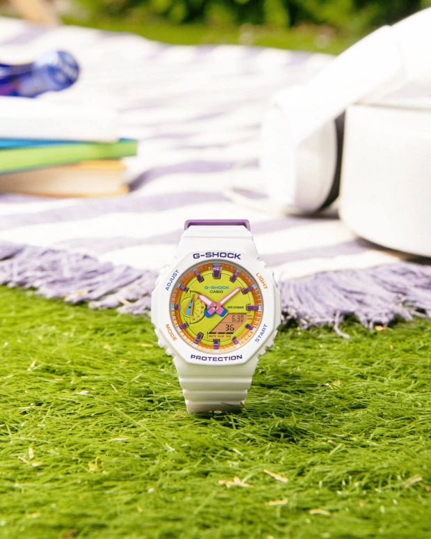 卡西欧,G-SHOCK 46.20x42.90毫米,46.20x42.90毫米,碳纤维,黄褐色,粉橙色,石英,倒计时,计时,月历,星期历,矿物水晶,八角形,GMAS2100BS,GMAS2100BS-7A