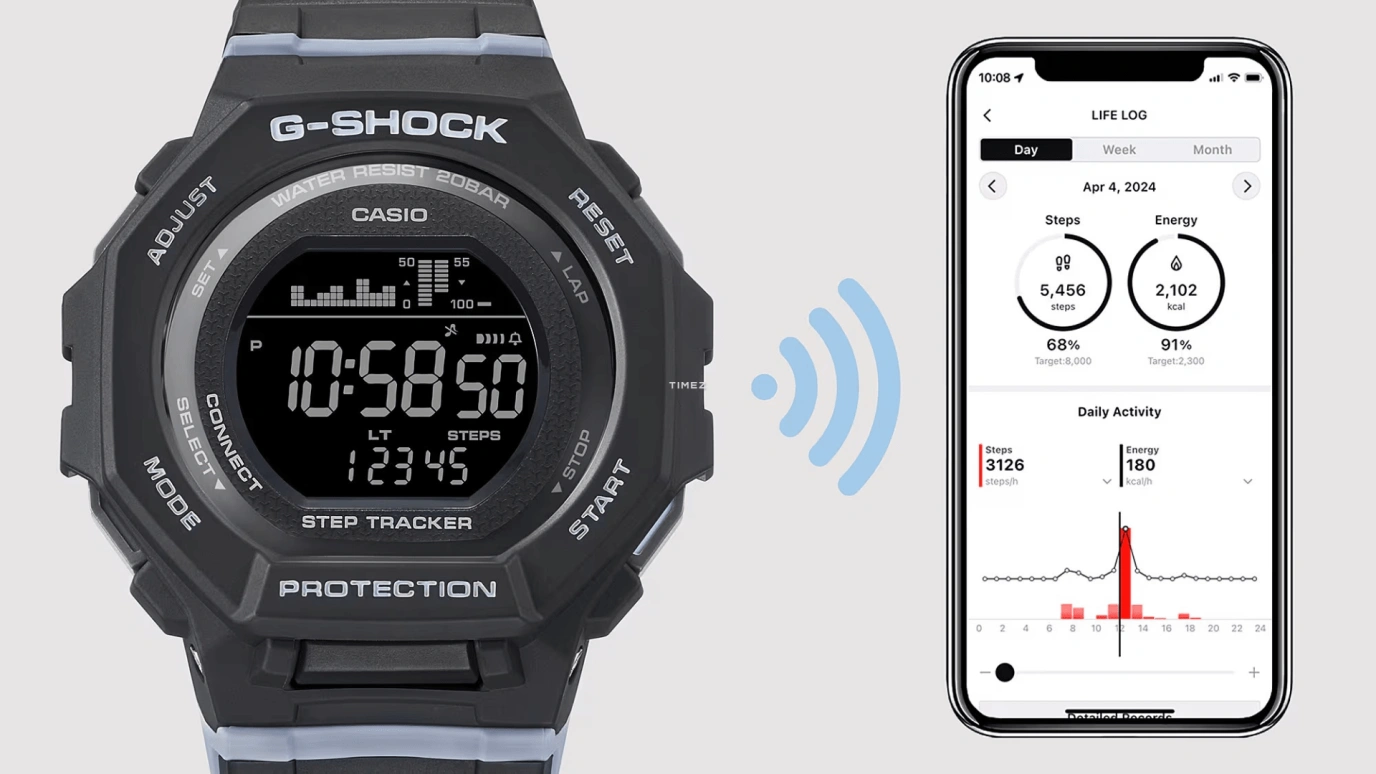 卡西欧,G-SHOCK 43.80毫米,43.80毫米,生物基,合成树脂,黑色,石英,倒计时,计时,年历,月历,矿物水晶,八角形,GMDB300,GMDB300-1
