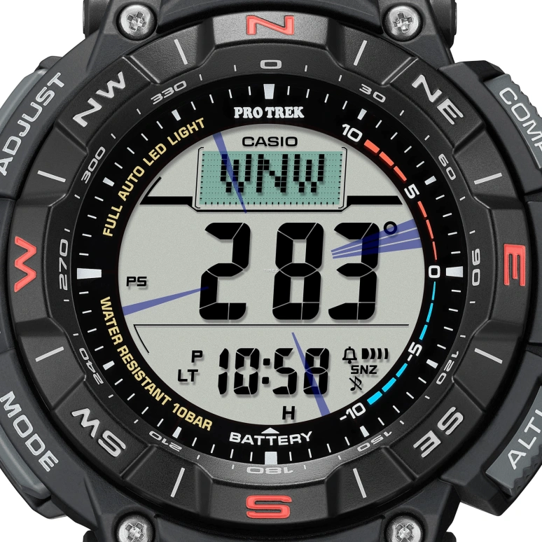 Casio,PROTREK 54.70x51.70mm,54.70x51.70mm,Bio-sourced,Grey,Quartz,Countdown,Chronograph,Month,Date,Hardlex,Glass,Round,PRG340,PRG340-1