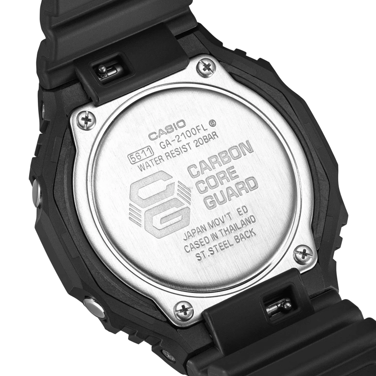 卡西欧,G-SHOCK 45.40毫米,45.40毫米,碳纤维,合成树脂,生物基,紫色,渐变色,双色,石英,倒计时,计时,月历,星期历,矿物水晶,八角形,GA2100FL,GA2100FL-1A
