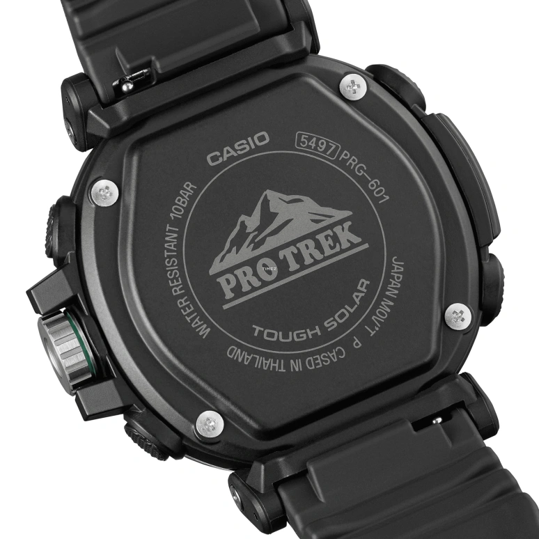 卡西欧,PROTREK 51.60x51.50毫米,51.60x51.50毫米,生物基,不锈钢,黑色,石英,倒计时,计时,月历,星期历,矿物水晶,玻璃,圆形,PRG601,PRG601-1