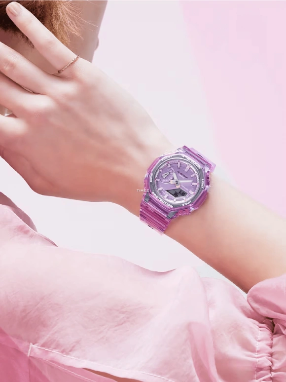 卡西欧,G-SHOCK 46.20x42.90毫米,46.20x42.90毫米,碳纤维,合成树脂,紫色,石英,倒计时,计时,月历,星期历,矿物水晶,玻璃,圆形,GMAS2100SK4ACG