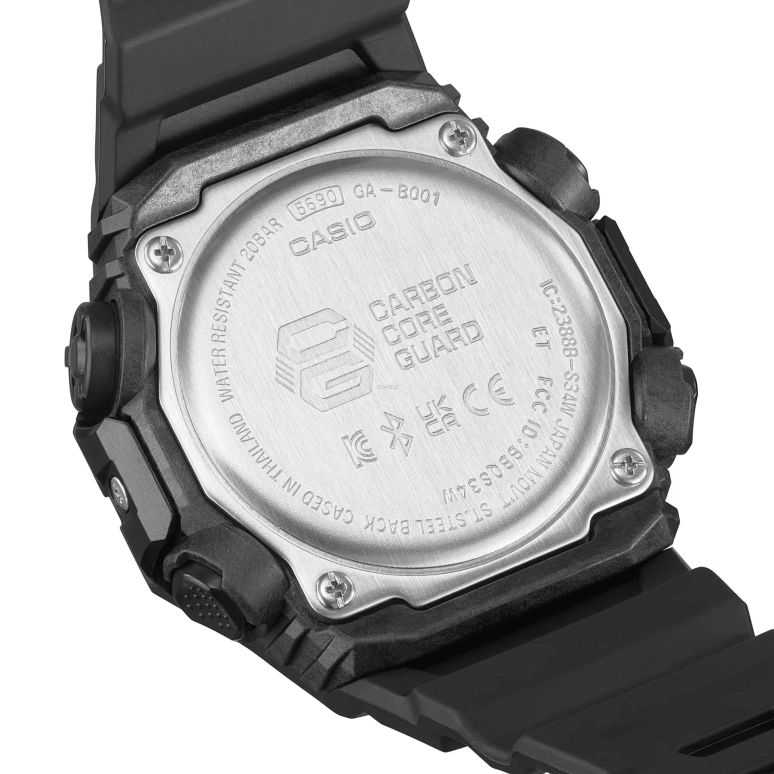 卡西欧,G-SHOCK 42.50x46毫米,42.50x46毫米,合成树脂,碳纤维,黑色,石英,倒计时,计时,月历,星期历,矿物水晶,圆形,GAB001,GAB001-1A