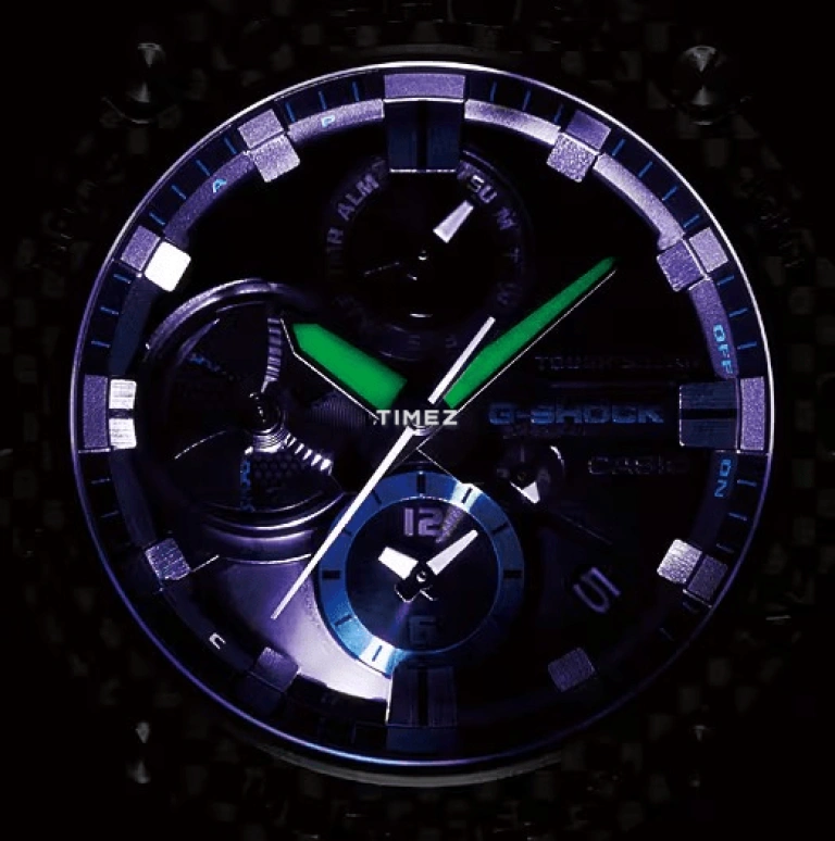卡西欧,G-STEEL 53.80毫米,53.80毫米,合成树脂,不锈钢,碳纤维,黑色,石英,倒计时,计时,日历,两地时,蓝宝石,圆形,GSTB100XA,GSTB100XA-1A