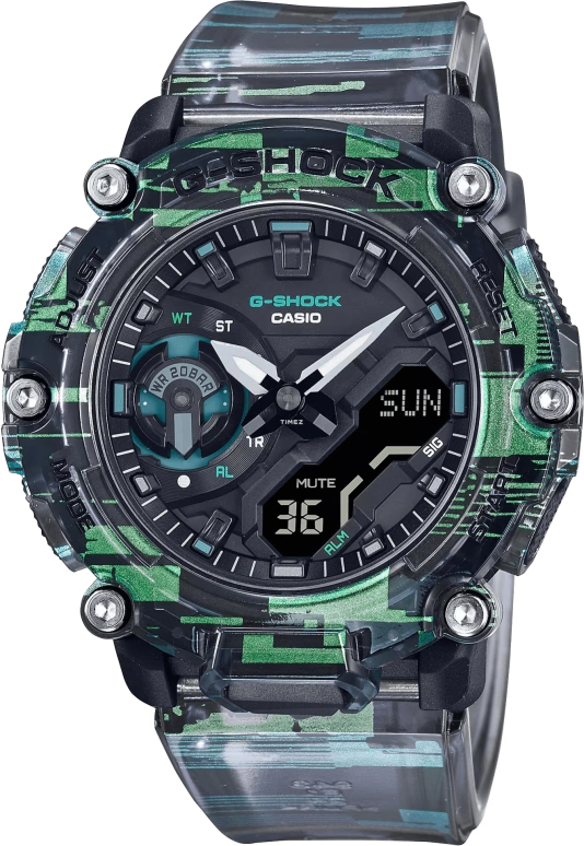 卡西欧,G-SHOCK 50.80x47.10毫米,50.80x47.10毫米,合成树脂,黑色,石英,倒计时,计时,月历,星期历,矿物水晶,圆形,GA2200NN,GA2200NN-1A