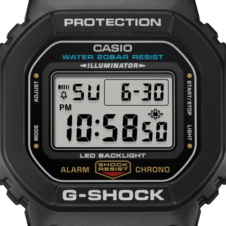 卡西欧,G-SHOCK 48.90x42.80毫米,48.90x42.80毫米,合成树脂,灰色,黑色,石英,倒计时,计时,月历,星期历,矿物水晶,方形,DW,DW-5600UE-1