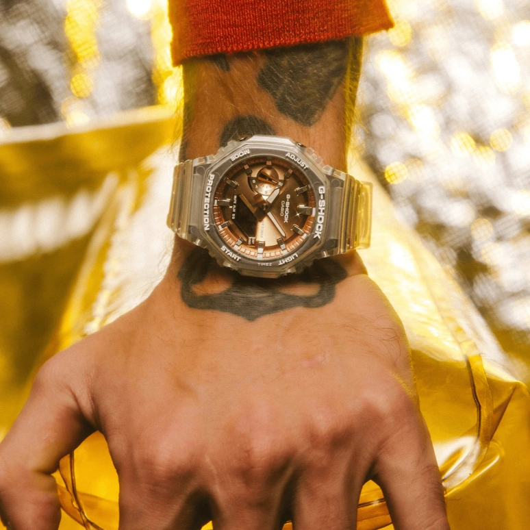 卡西欧,G-SHOCK 48.50x45.40毫米,48.50x45.40毫米,碳纤维,合成树脂,玫瑰金色,石英,倒计时,计时,月历,星期历,矿物水晶,八角形,GA2100BM,GA2100BM-7A5