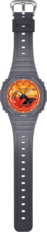 卡西欧,G-SHOCK 45.40毫米,45.40毫米,碳纤维,生物基,合成树脂,双色,炭火红,渐变色,石英,倒计时,计时,月历,星期历,矿物水晶,八角形,GA2100FL,GA2100FL-8A