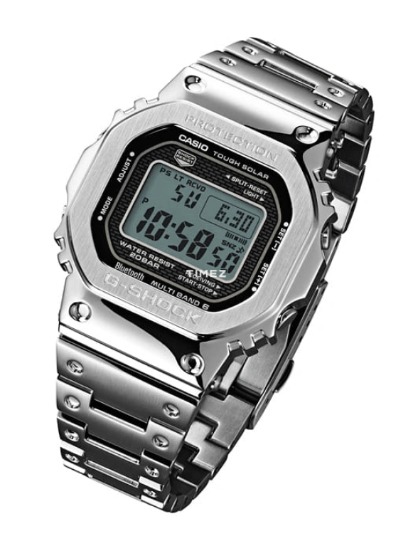 卡西欧,G-SHOCK 49.30x43.20毫米,49.30x43.20毫米,不锈钢,黑色,石英,倒计时,计时,万年历,月历,方形,银色,GMW,GMW-B5000D-1