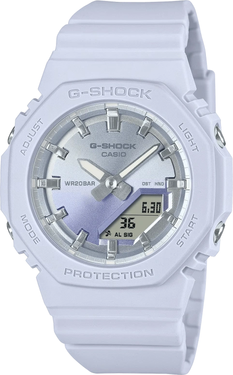 卡西欧,G-SHOCK 40.20毫米,40.20毫米,生物基,合成树脂,紫色,石英,倒计时,计时,月历,星期历,矿物水晶,八角形,GMAP2100SG2A
