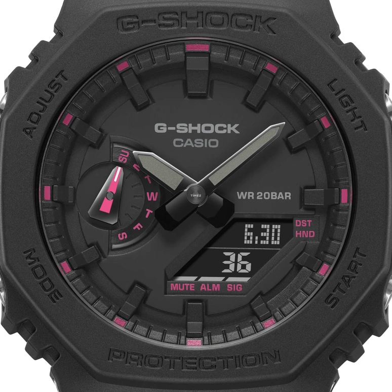 卡西欧,G-SHOCK 48.50x45.40毫米,48.50x45.40毫米,合成树脂,碳纤维,黑色,石英,倒计时,计时,月历,星期历,矿物水晶,圆形,GA2100P,GA2100P-1A