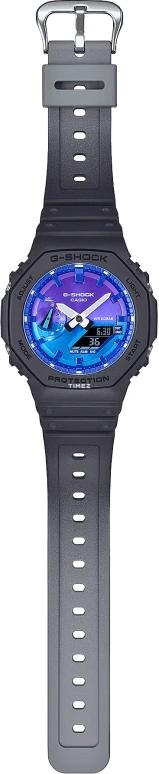 卡西欧,G-SHOCK 45.40毫米,45.40毫米,碳纤维,合成树脂,生物基,紫色,渐变色,双色,石英,倒计时,计时,月历,星期历,矿物水晶,八角形,GA2100FL,GA2100FL-1A