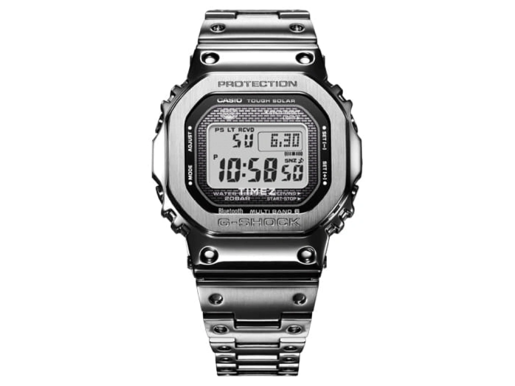 卡西欧,G-SHOCK 49.30x43.20毫米,49.30x43.20毫米,不锈钢,黑色,石英,倒计时,计时,万年历,月历,方形,银色,GMW,GMW-B5000D-1