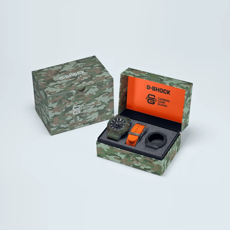 卡西欧,G-SHOCK 48.50x45.40毫米,48.50x45.40毫米,合成树脂,碳纤维,黑色,石英,倒计时,计时,月历,星期历,矿物水晶,圆形,GAE2100WE,GAE2100WE-3A
