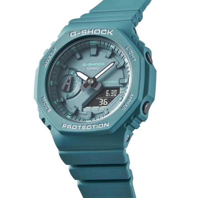 卡西欧,G-SHOCK 46.20x42.90毫米,46.20x42.90毫米,碳纤维,蓝色,石英,倒计时,计时,月历,星期历,矿物水晶,圆形,GMAS2100GA,GMAS2100GA-3A