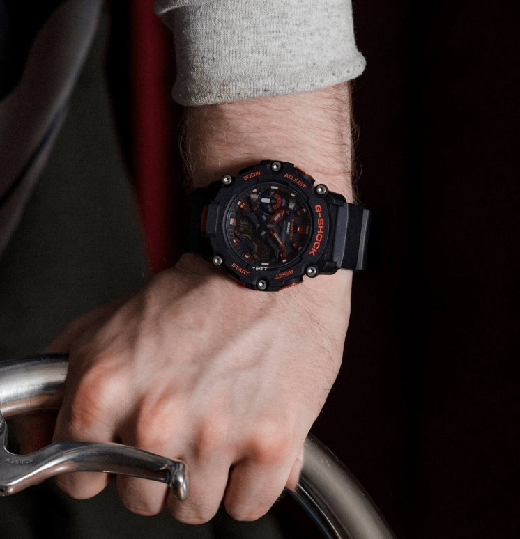 卡西欧,G-SHOCK 47.10毫米,47.10毫米,合成树脂,碳纤维,黑色,石英,倒计时,计时,月历,星期历,矿物水晶,圆形,GA2200BNR,GA2200BNR-1A