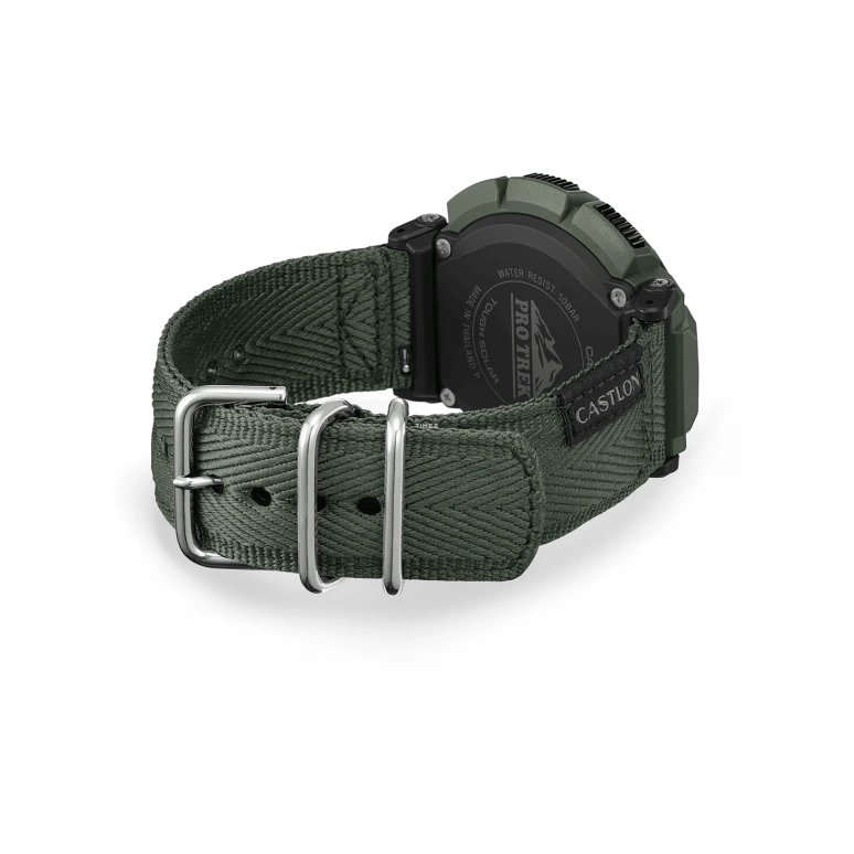 卡西欧,PROTREK 54.70x51.70毫米,54.70x51.70毫米,合成树脂,生物基,黑色,灰色,石英,倒计时,计时,月历,星期历,矿物水晶,圆形,PRG340B,PRG340B-3