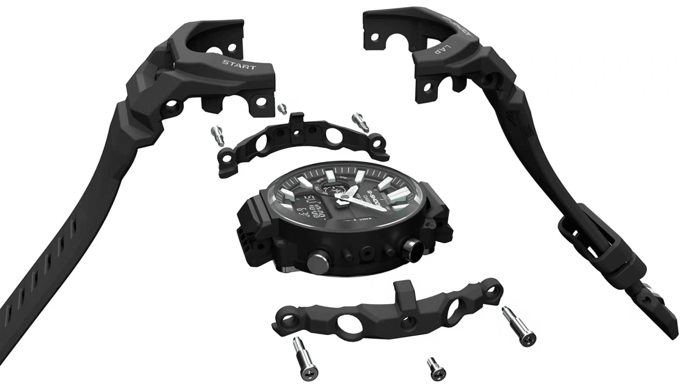 卡西欧,G-SHOCK 48.50x43.90毫米,48.50x43.90毫米,碳纤维,生物基,合成树脂,黑色,石英,倒计时,计时,月历,星期历,矿物水晶,圆形,GBA950,GBA950-1A
