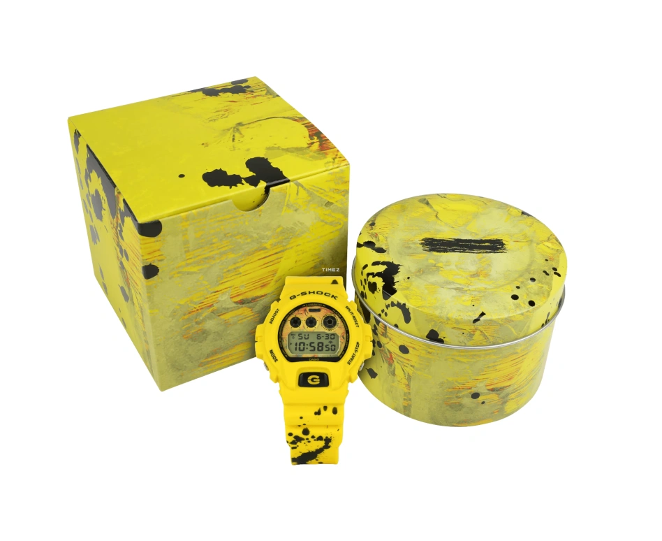 卡西欧,G-SHOCK 50毫米,50毫米,合成树脂,黄色,石英,倒计时,计时,月历,星期历,矿物水晶,圆形,DW6900ESC239