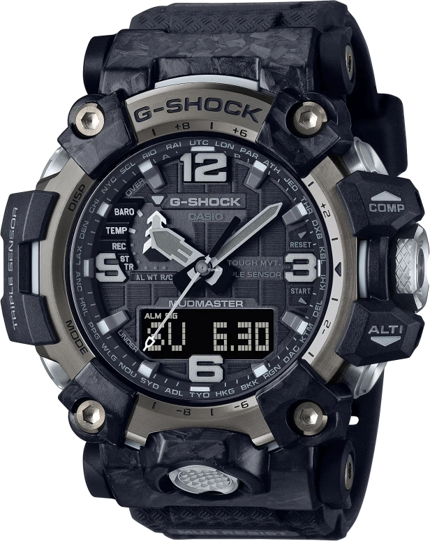 卡西欧,Mudmaster 54.40毫米,54.40毫米,合成树脂,黑色,石英,倒计时,计时,月历,星期历,蓝宝石,圆形,GWG2000,GWG2000-1A1