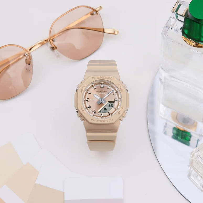 卡西欧,G-SHOCK 40.20毫米,40.20毫米,生物基,合成树脂,棕色,石英,倒计时,计时,月历,星期历,矿物水晶,八角形,GMAP2100ST9A