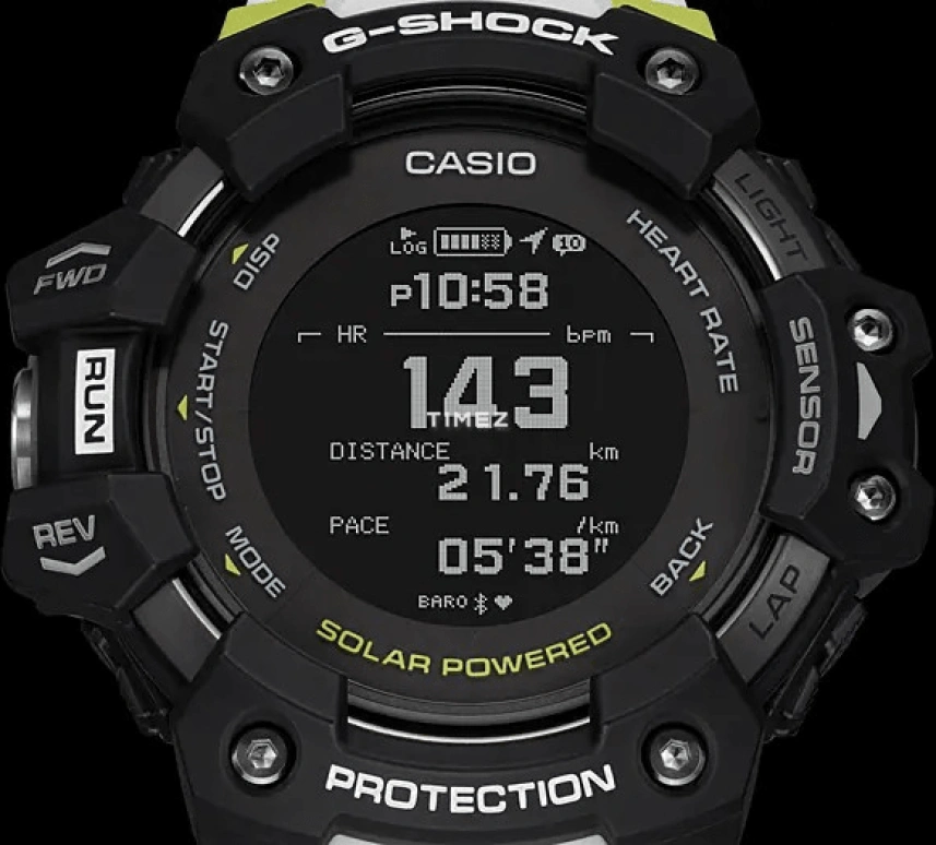 卡西欧,G-SHOCK 54.60x55毫米,54.60x55毫米,合成树脂,精钢,黑色,石英,倒计时,计时,月历,星期历,矿物水晶,圆形,GBDH1000,GBDH1000-1A7