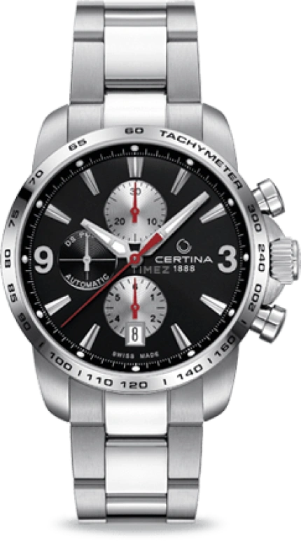 Certina,DS Podium 42mm,42mm,Stainless Steel,Black,Automatic,Chronograph,Day,C001,C001.427.11.057.01